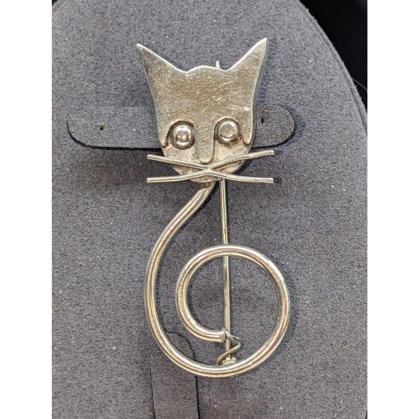 Vintage Taxco Mexico 925 Sterling Silver Modernist Cat Brooch