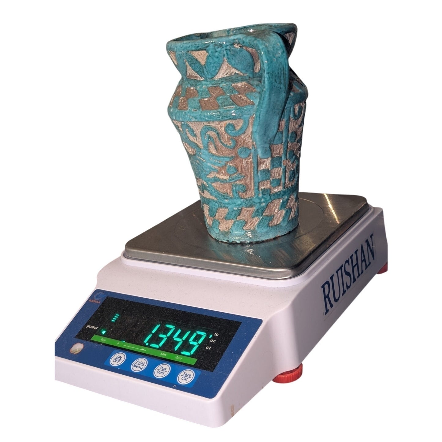 Vintage Turquoise Blue Italian Pottery Pitcher