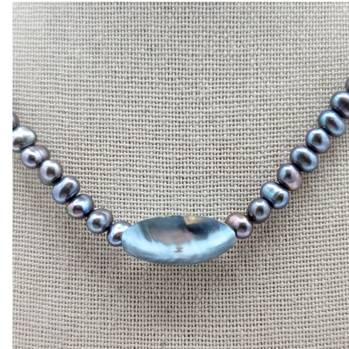 VTG 925 Sterling Silver Spring Ring Clasp 5MM Freshwater Peacock Pearl Necklace