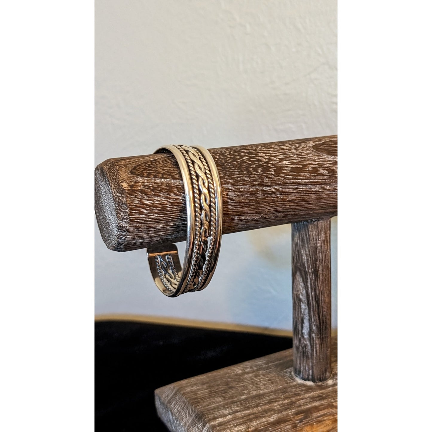 Signed Mexico 925 Sterling Silver Braided Cuff Bracelet W/ Serial Number