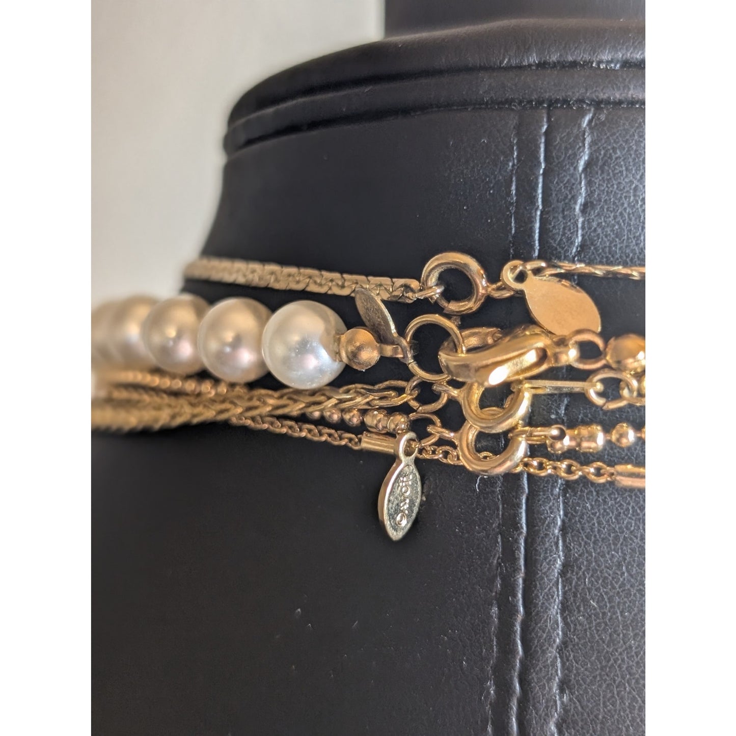 Lot of Layering Gold Tone Pearl Charm Necklaces