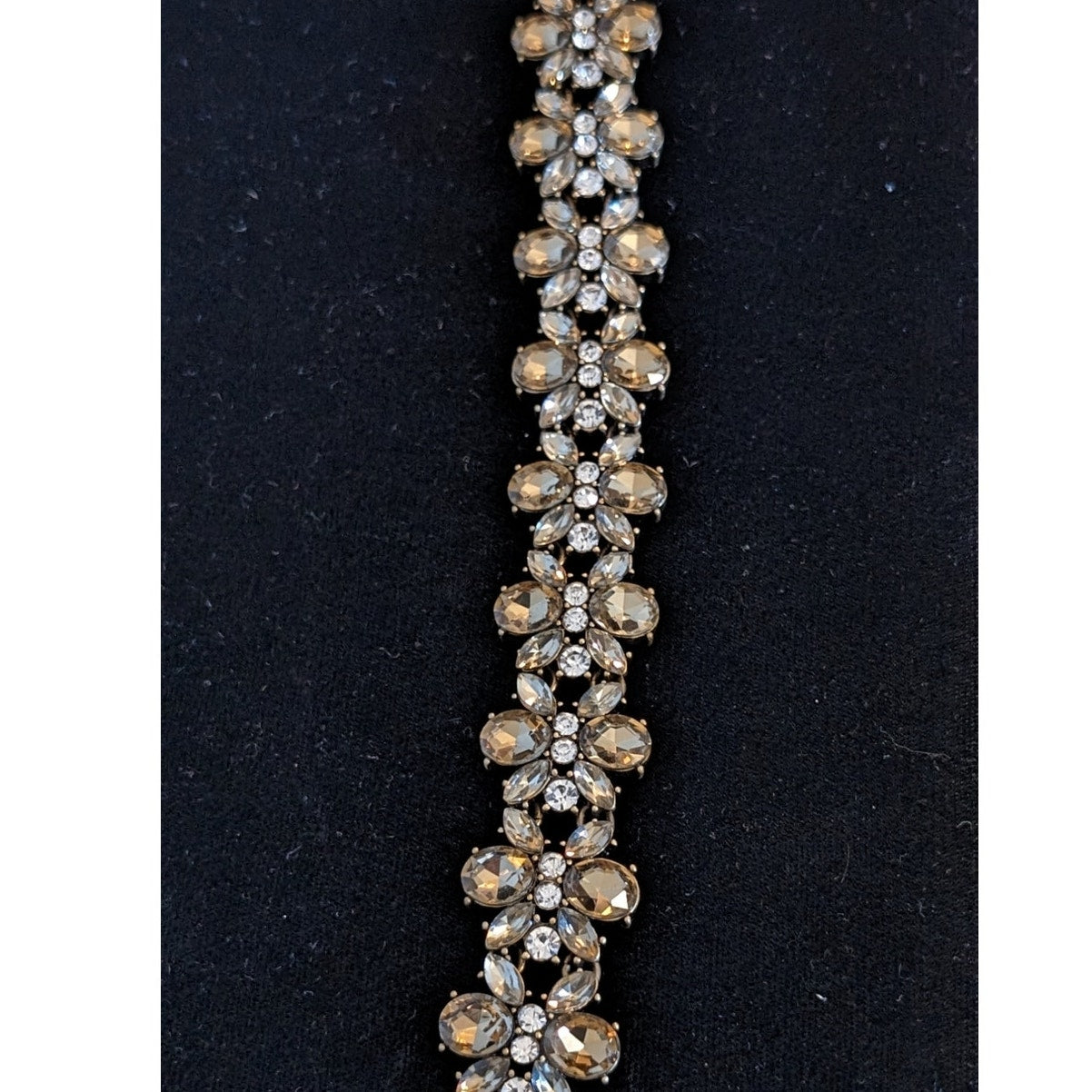 Banana Republic Chunky Champagne & Clear Rhinestone Foldover Clasp Bracelet