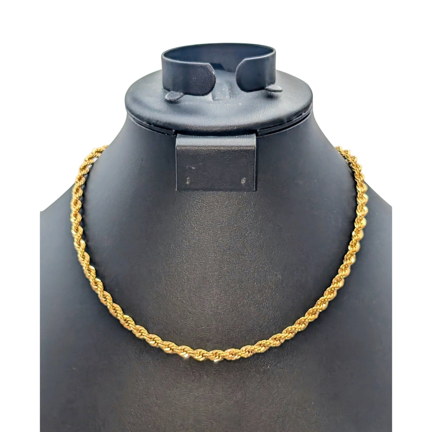 Vintage Marked 14 KGS Gold Tone 5mm Diamond Cut Rope Chain 18.25" Necklace