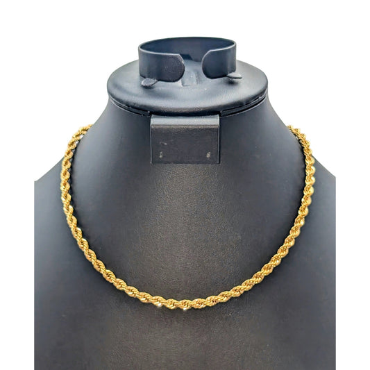 Vintage Marked 14 KGS Gold Tone 5mm Diamond Cut Rope Chain 18.25" Necklace