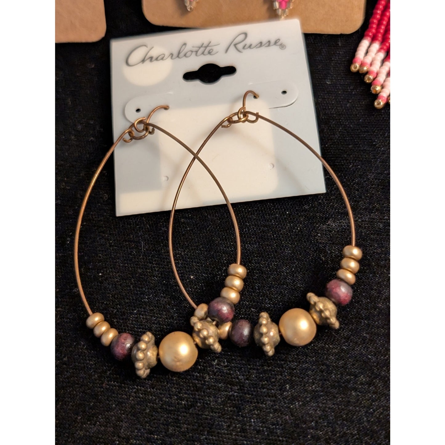 Lot of Eight Pair Boho Beaded Dangle Post Pierced Earrings