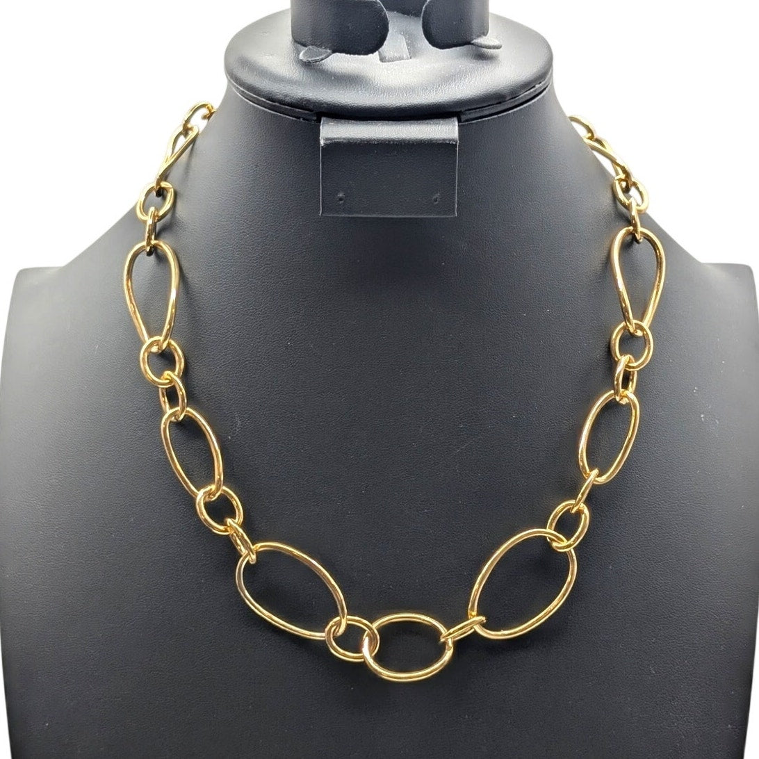 Vintage Joan Rivers Chunky Gold Tone Oval Loopy Link Chain 17"-20" Necklace