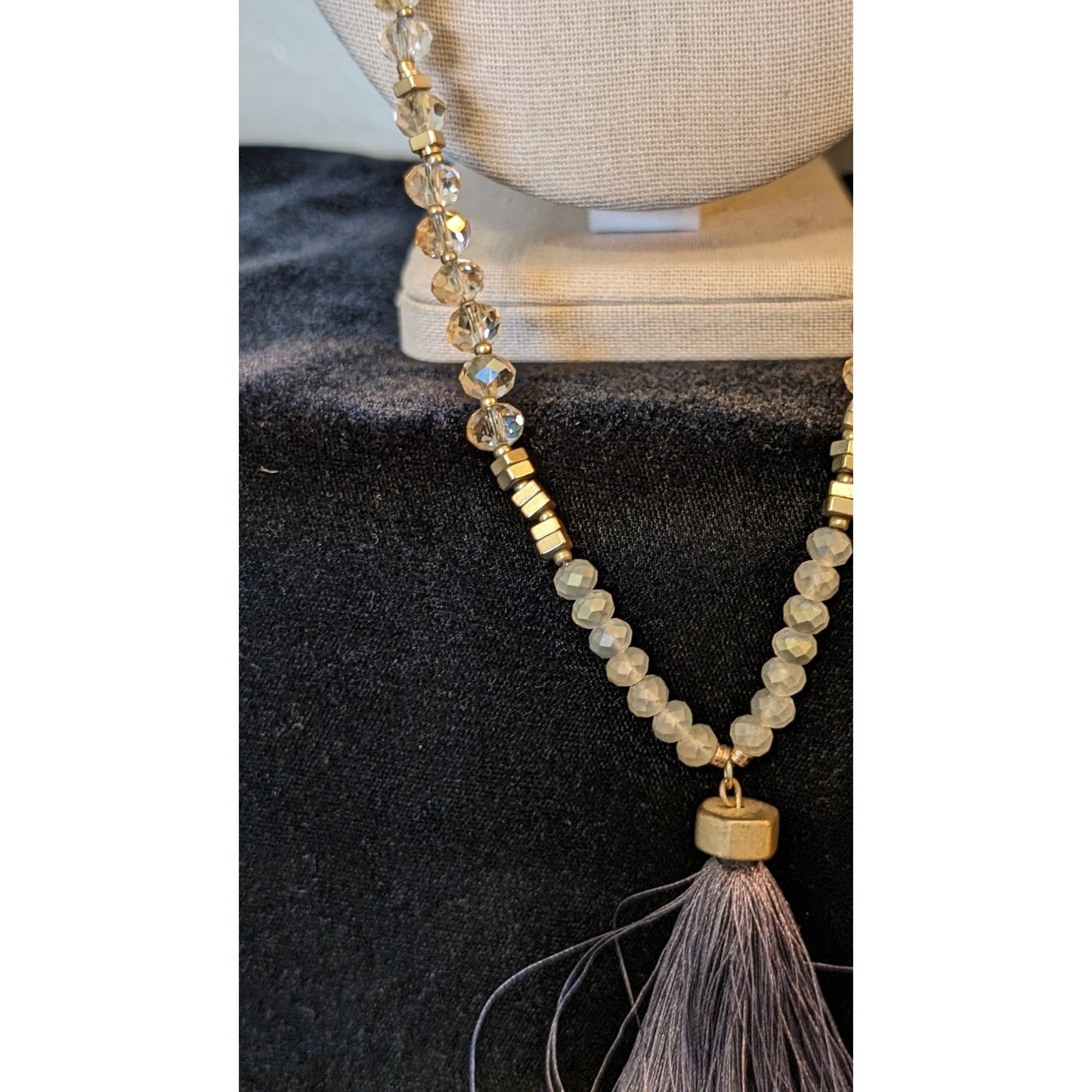 Loft Boho Crystal Beaded Tassel Necklace