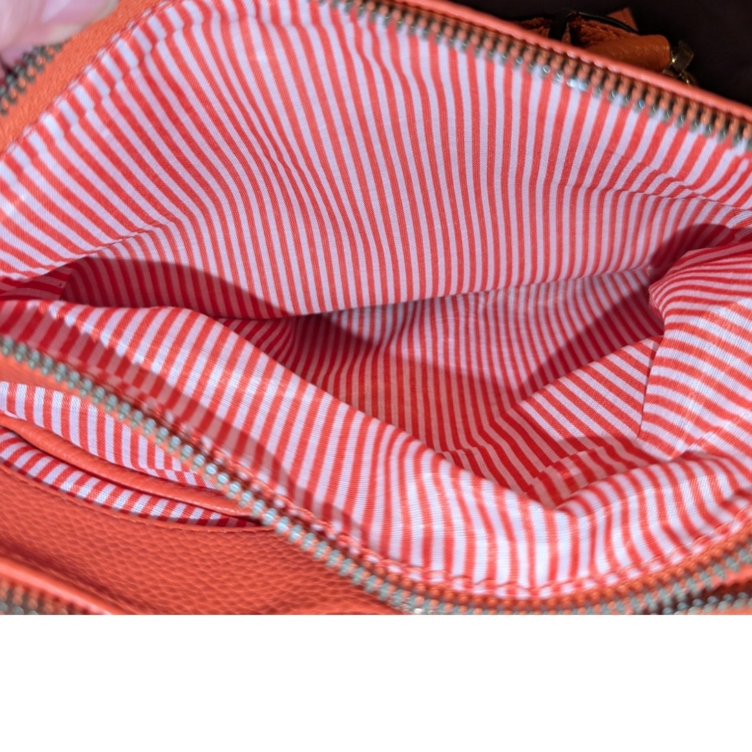 Nanette Lepore Orange Leather Satchel W/ Orange Flower Charm
