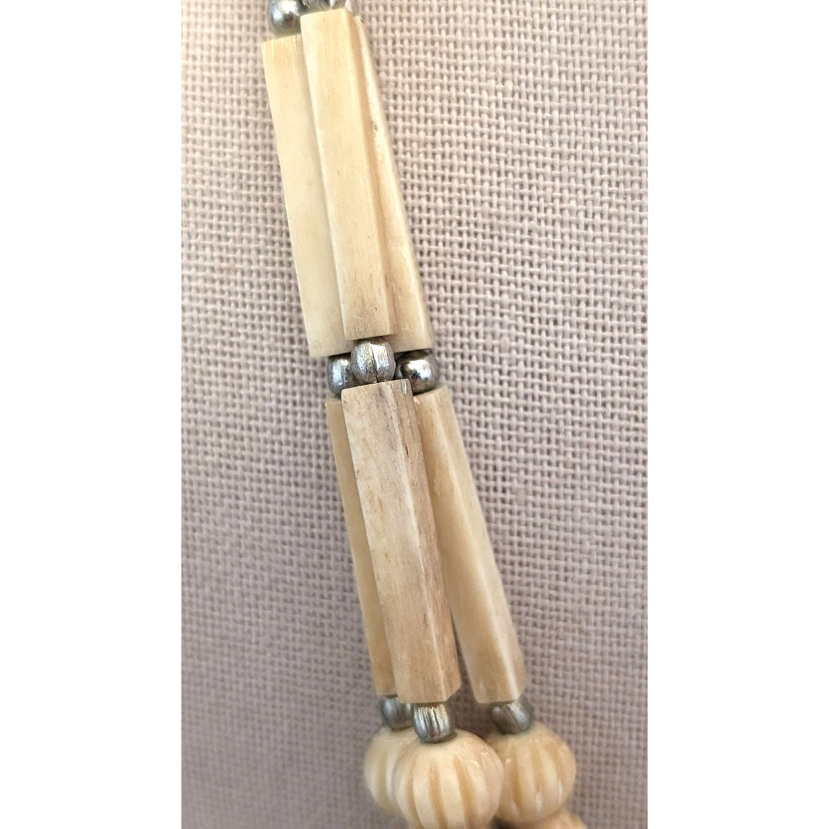 Vintage Tribal Carved Single to Triple Strand Beaded Hook Clasp Necklace