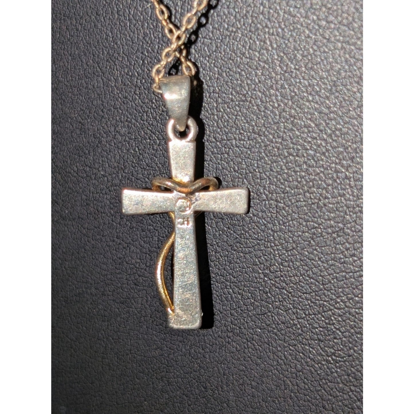 Vintage SU CH Two Tone CZ Cross Chain 20" Necklace