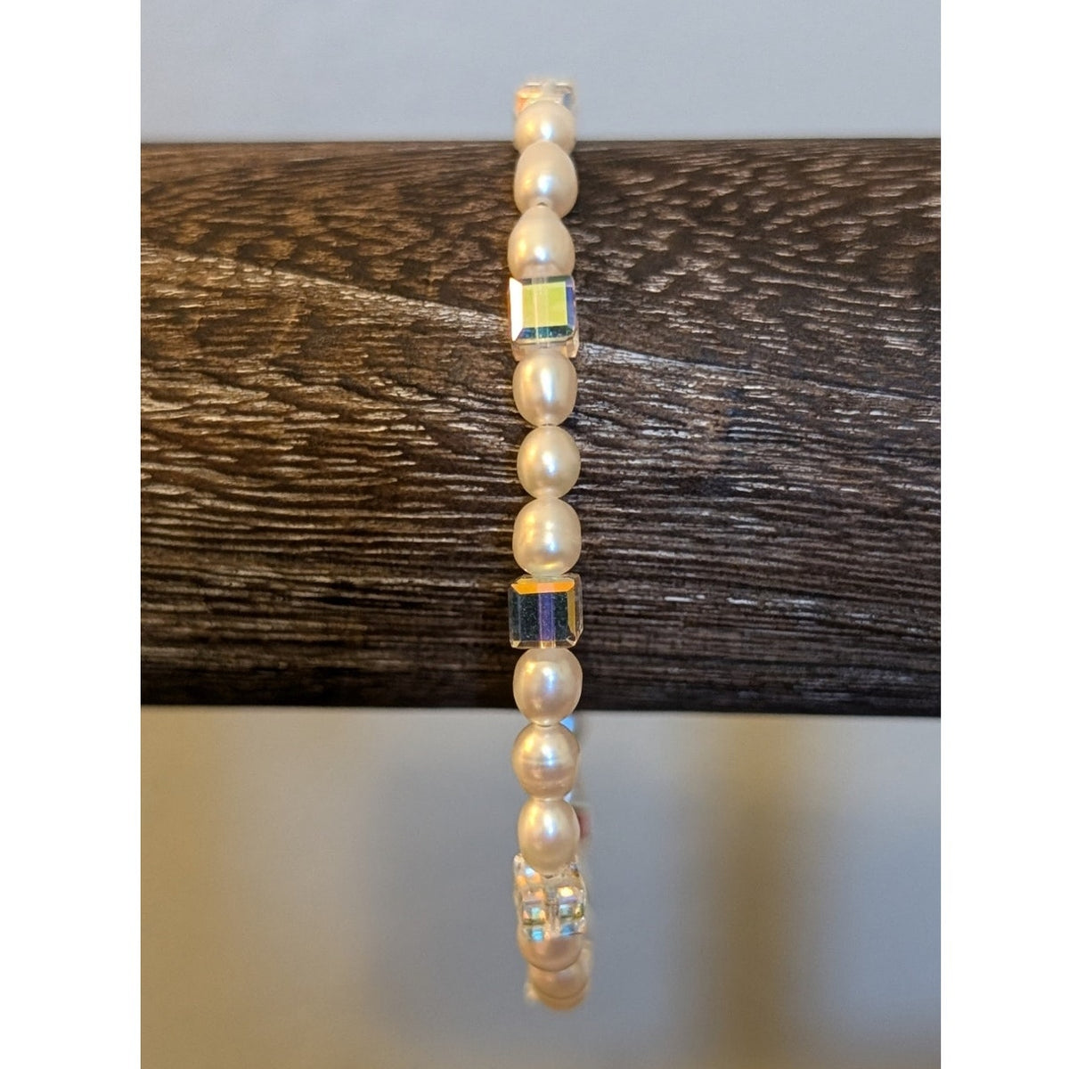 Freshwater Pearl Square Crystal 925 Sterling Silver Bracelet