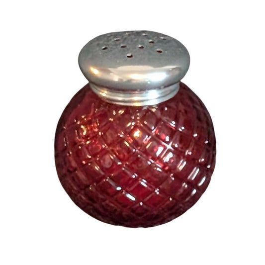 Vintage Avon Red Glass  1.5 Oz Charisma Powder Sachet Shaker Bottle