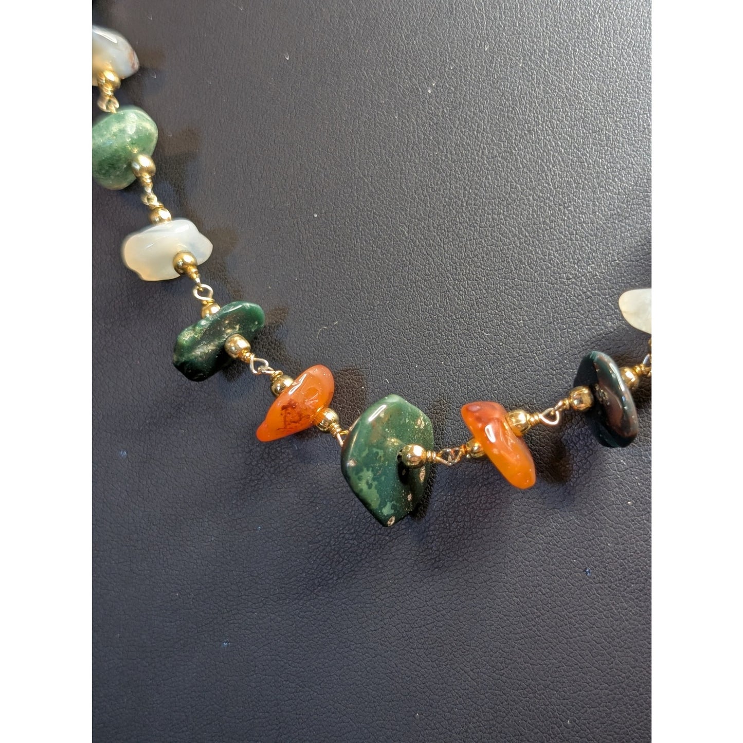 Vintage Multi Genuine Gemstone Gold Tone Bead Barrel Clasp 26" Necklace