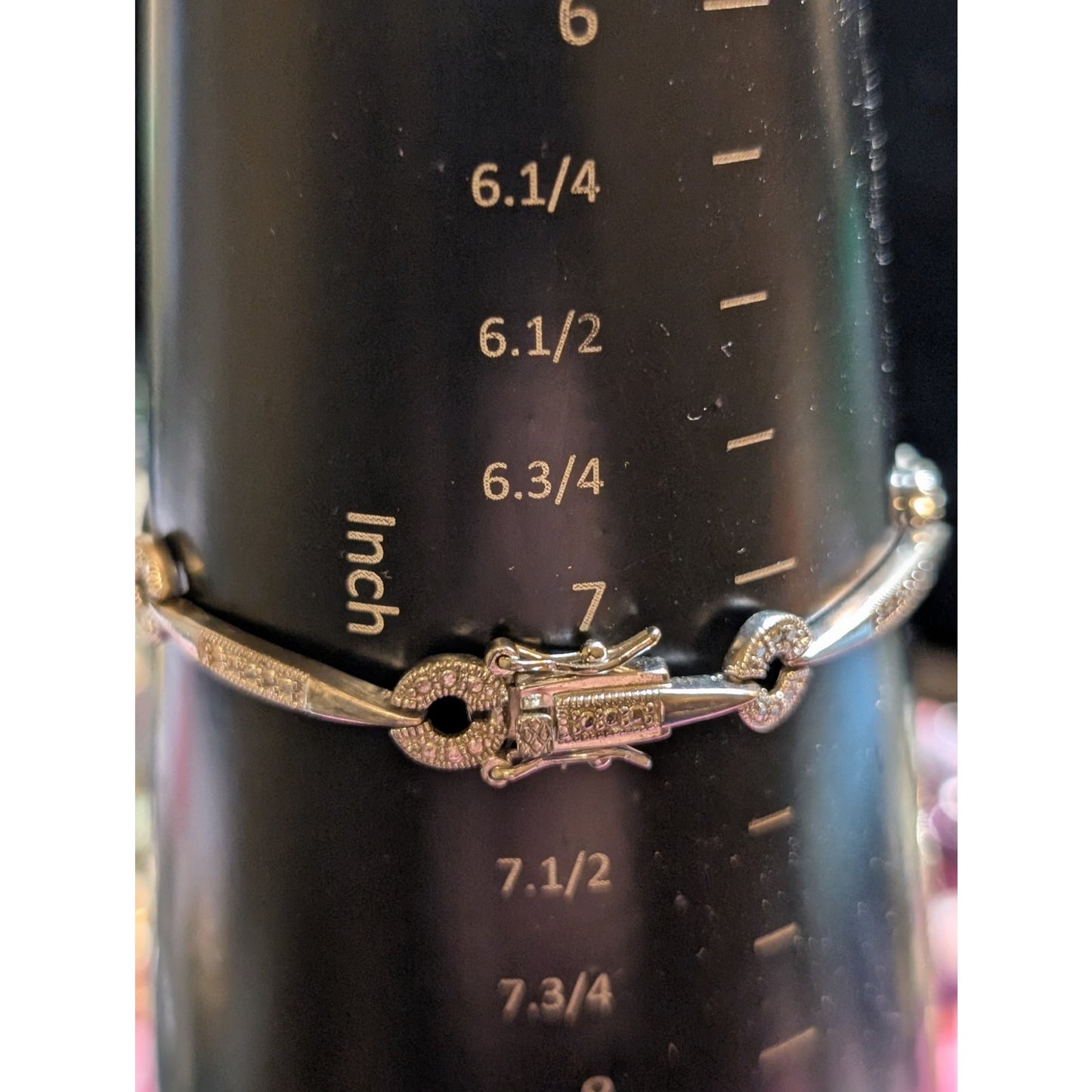 Silver Tone Circle Bar RL Tennis Bracelet