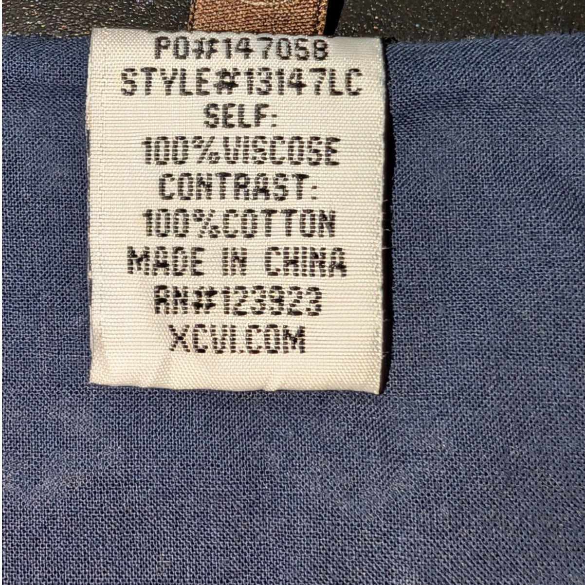 XCVI Navy Sheer Tunic Lace Bead Embellished Tie Neck 3/4 Sleeve Blouse Sz XL