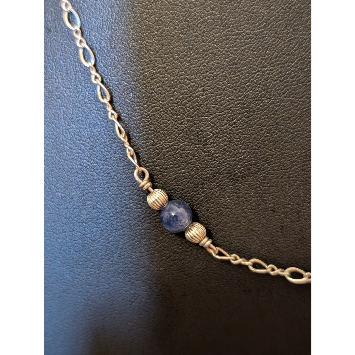Six Sodalite Bead Sterling Chain Beaded 23" Necklace