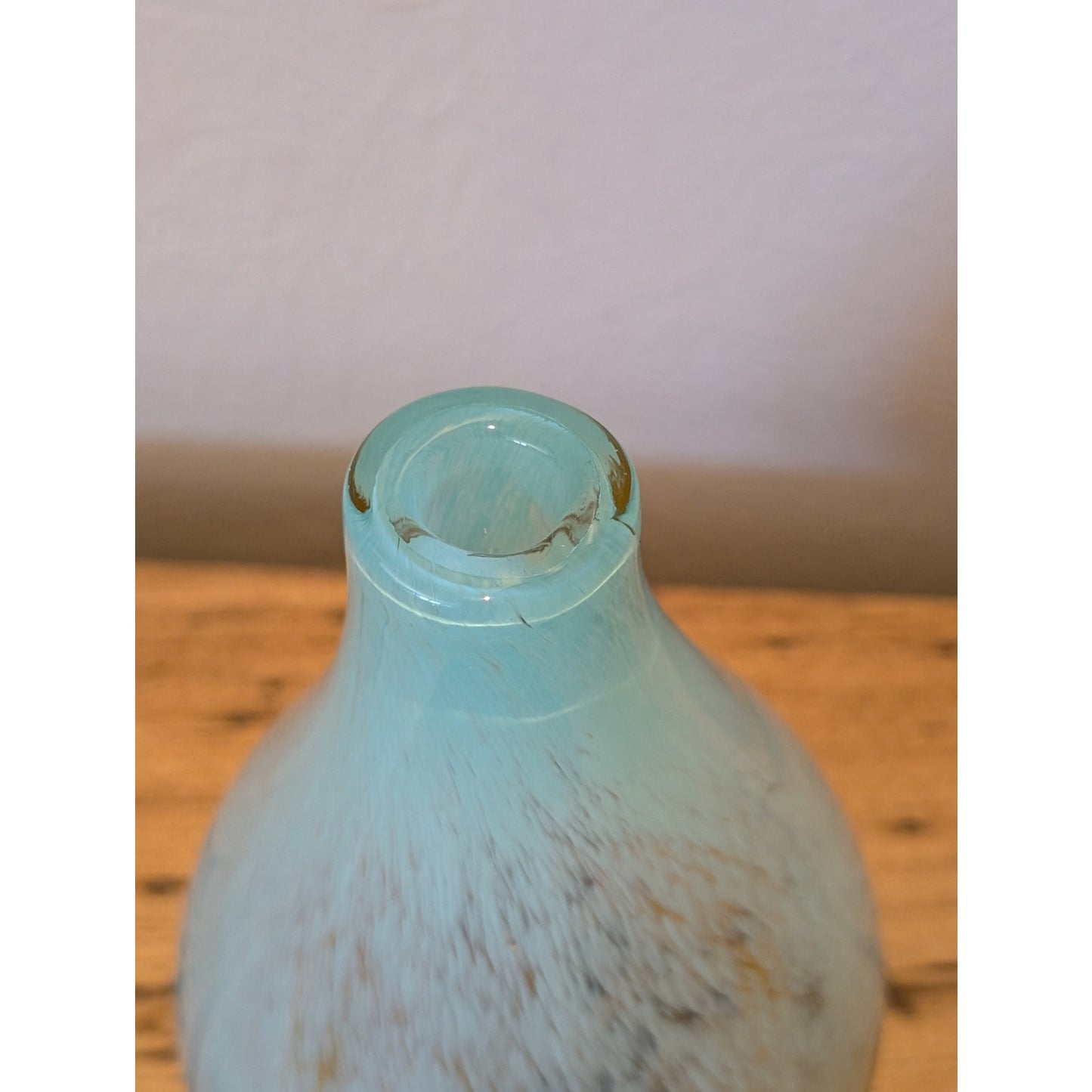 Blue Yellow Gold Art Glass Bulbous Vase