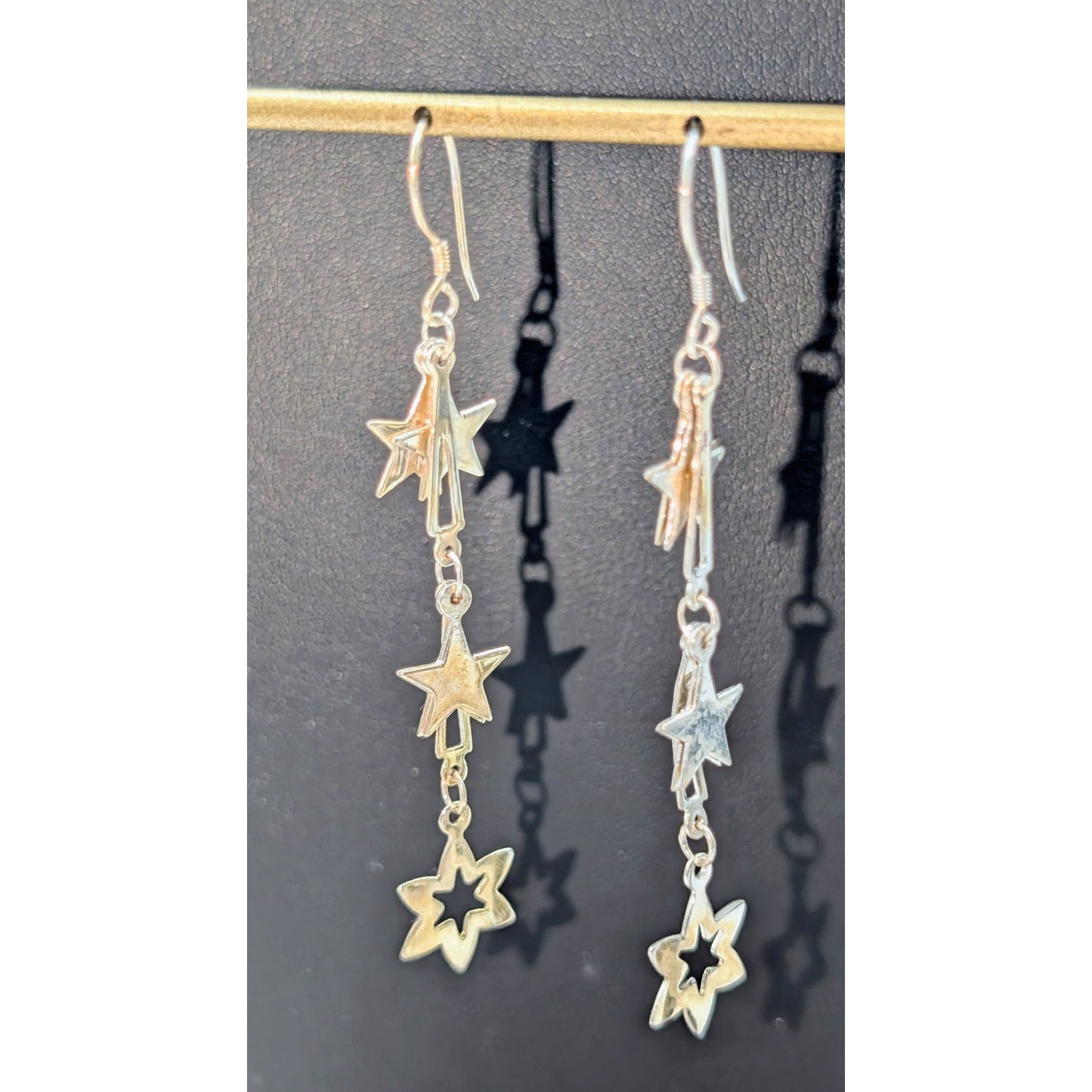 925 Sterling Silver Dangling Star Wire Earrings