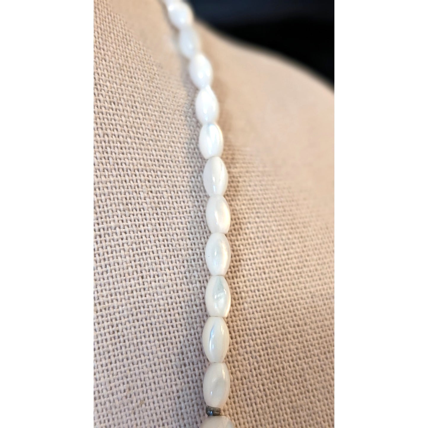 Barse Turquoise Pearl & Mother of Pearl Beaded Dangle 925 Sterling Necklace