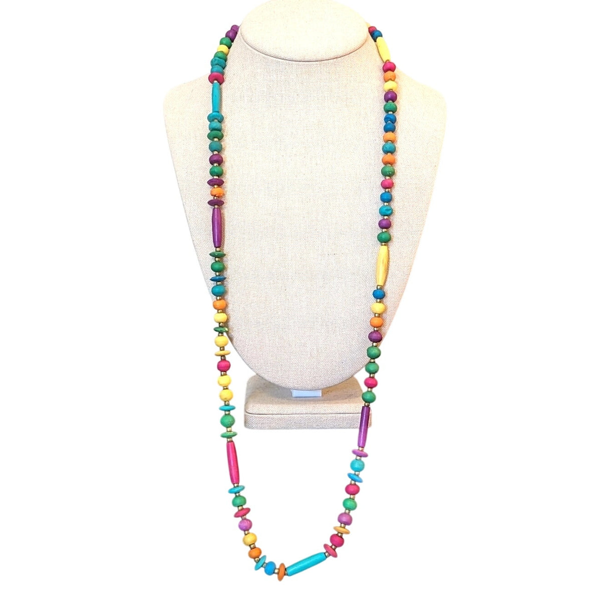 Multi-Color Round & Oblong Beaded 34" Necklace