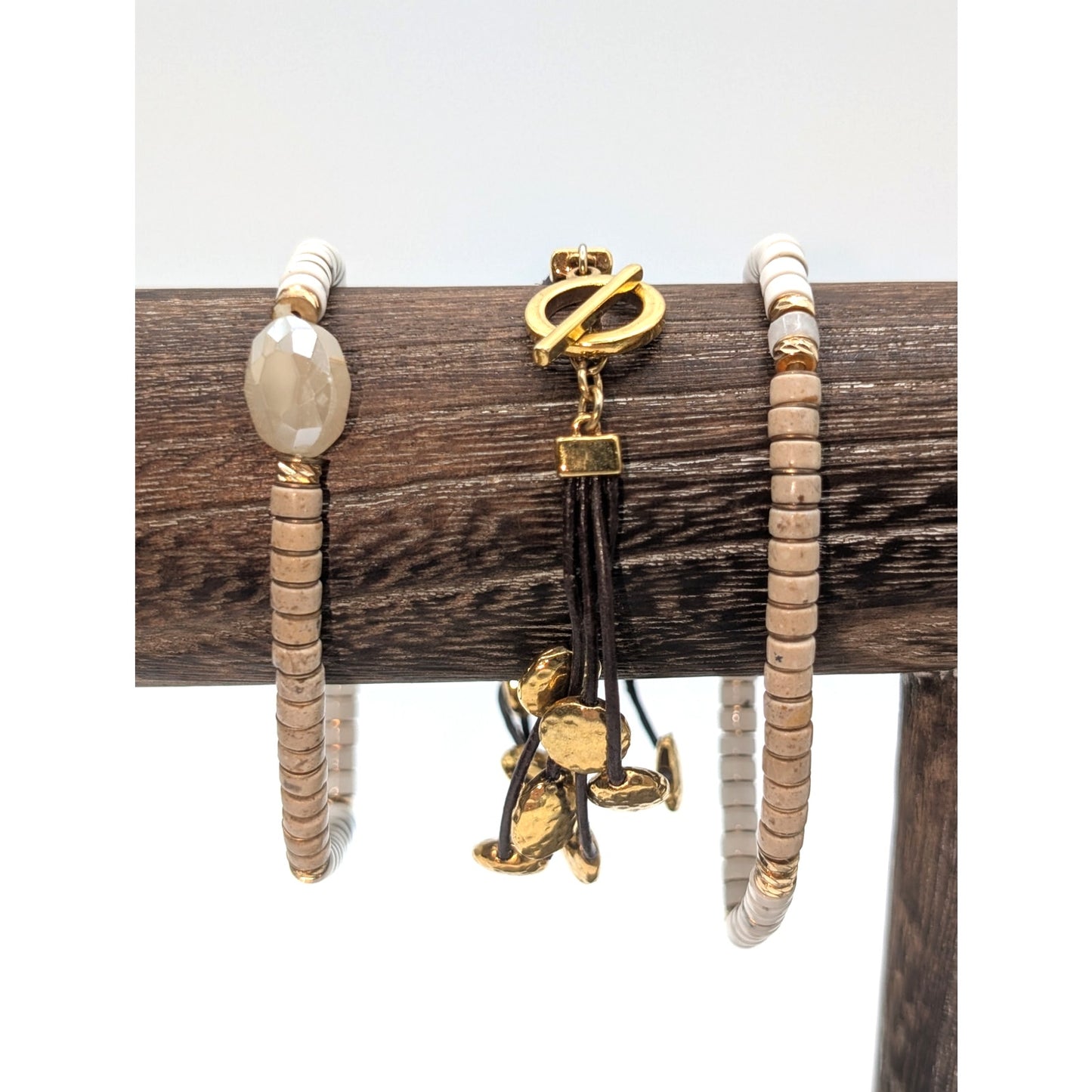 Lot of Three Gold Tone Coordinating Bracelets
