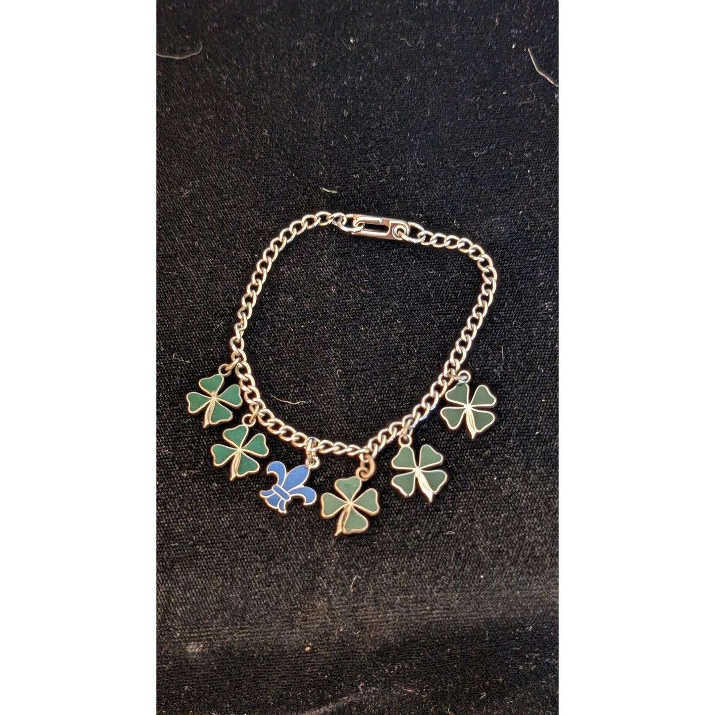 Vintage Sorority Green Enamel Clover Year Perfect Attendance Charm Bracelet