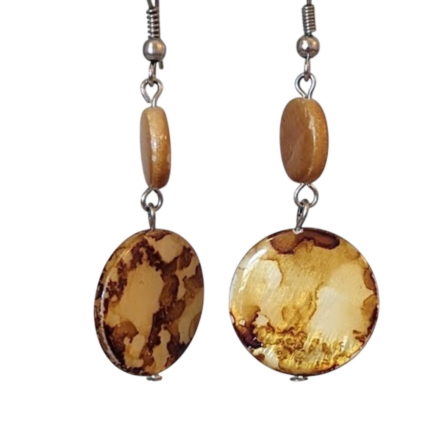 Brown Stone/Glass Drop Dangle Earrings