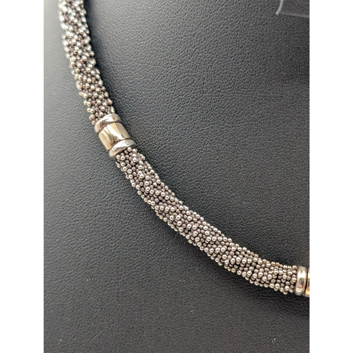 Michael Dawkins 925 Sterling Two Tone Station Caviar Choker 16" Necklace 53.04g