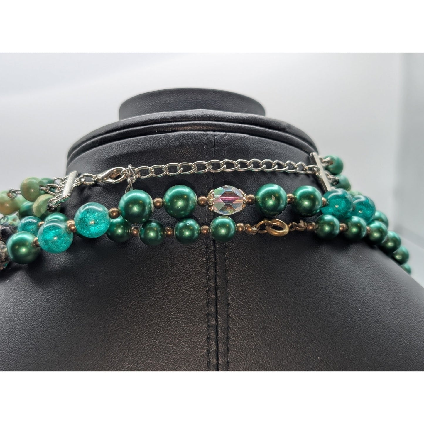 Lot of Two Green Blue Beaded Necklaces