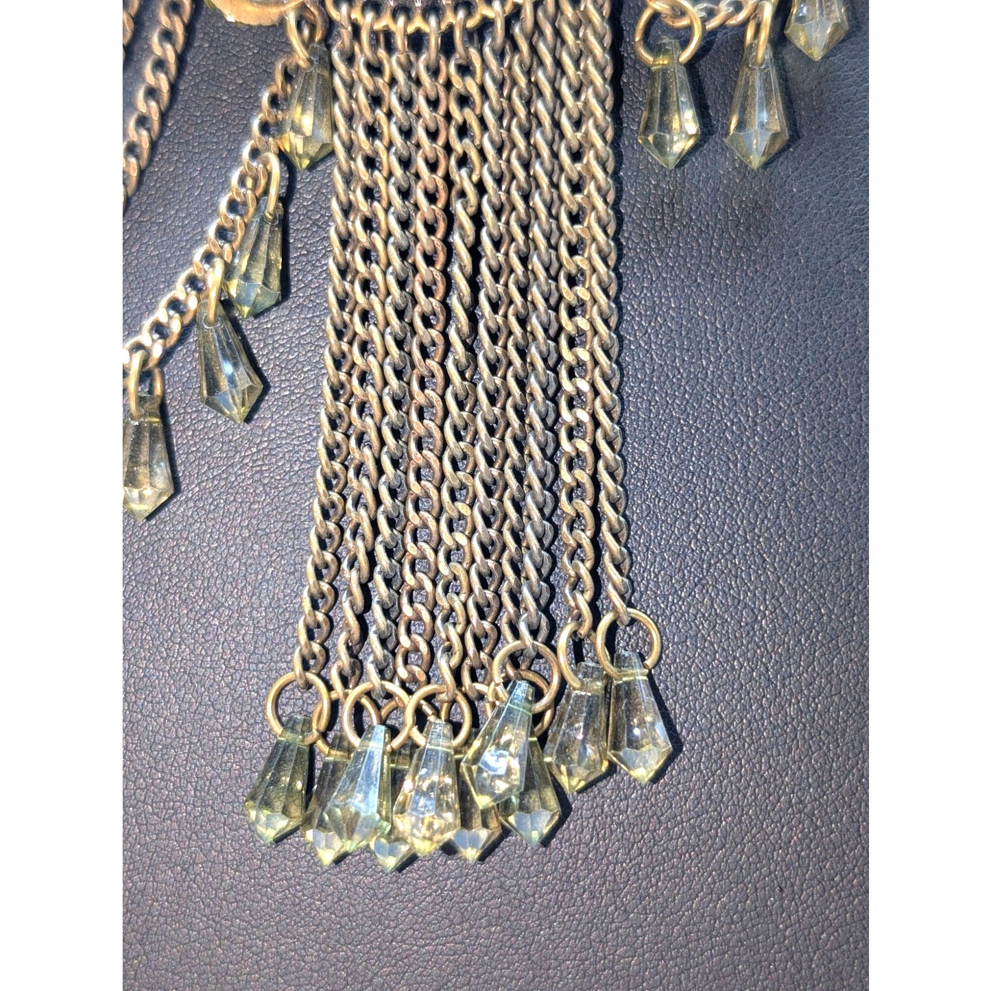 Plunder Design Art Nouveau Inspired Draped Green Rhinestone Chain Necklace