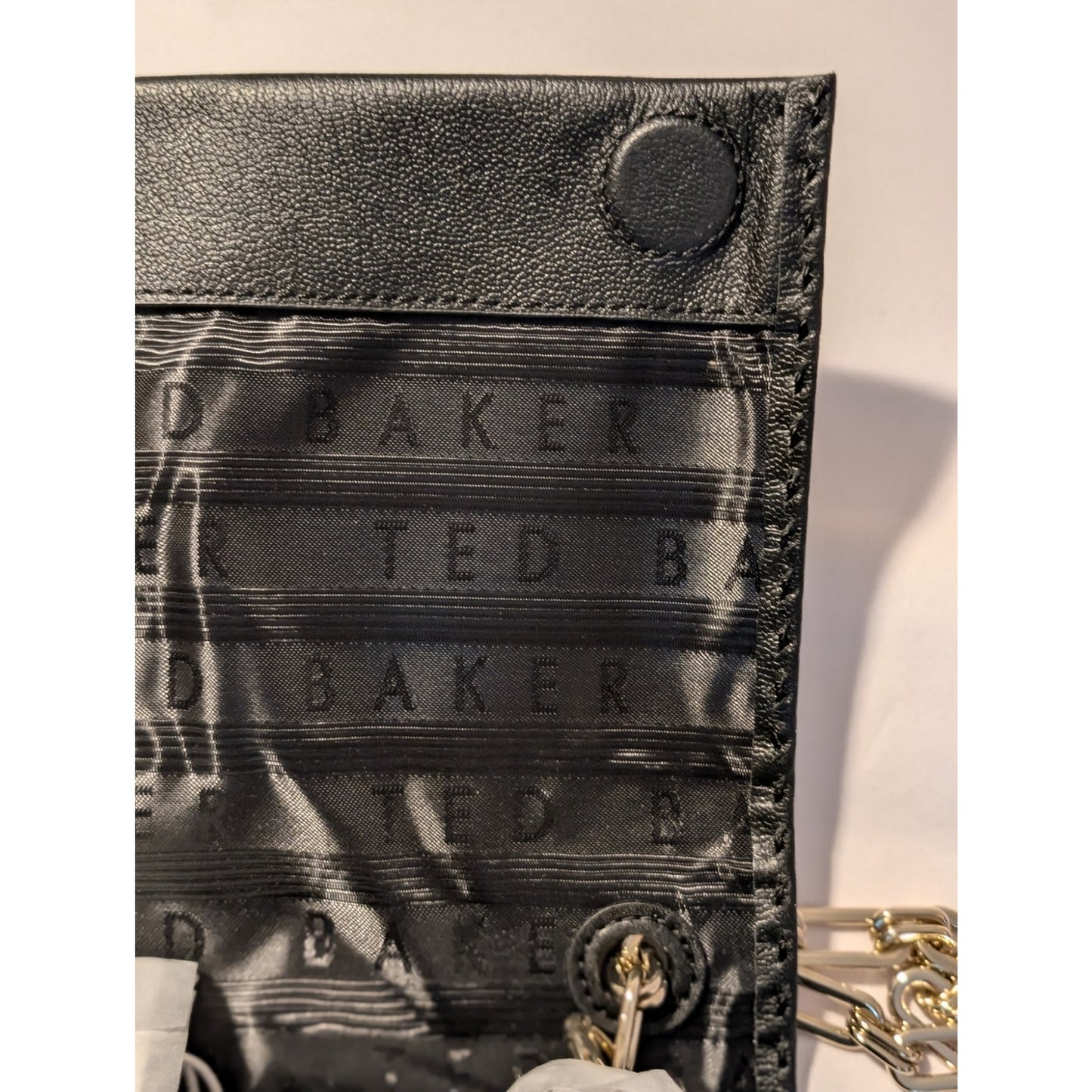 Ted Baker London NWT Large Black Leather Bar Detail Diaana Satchel Handbag