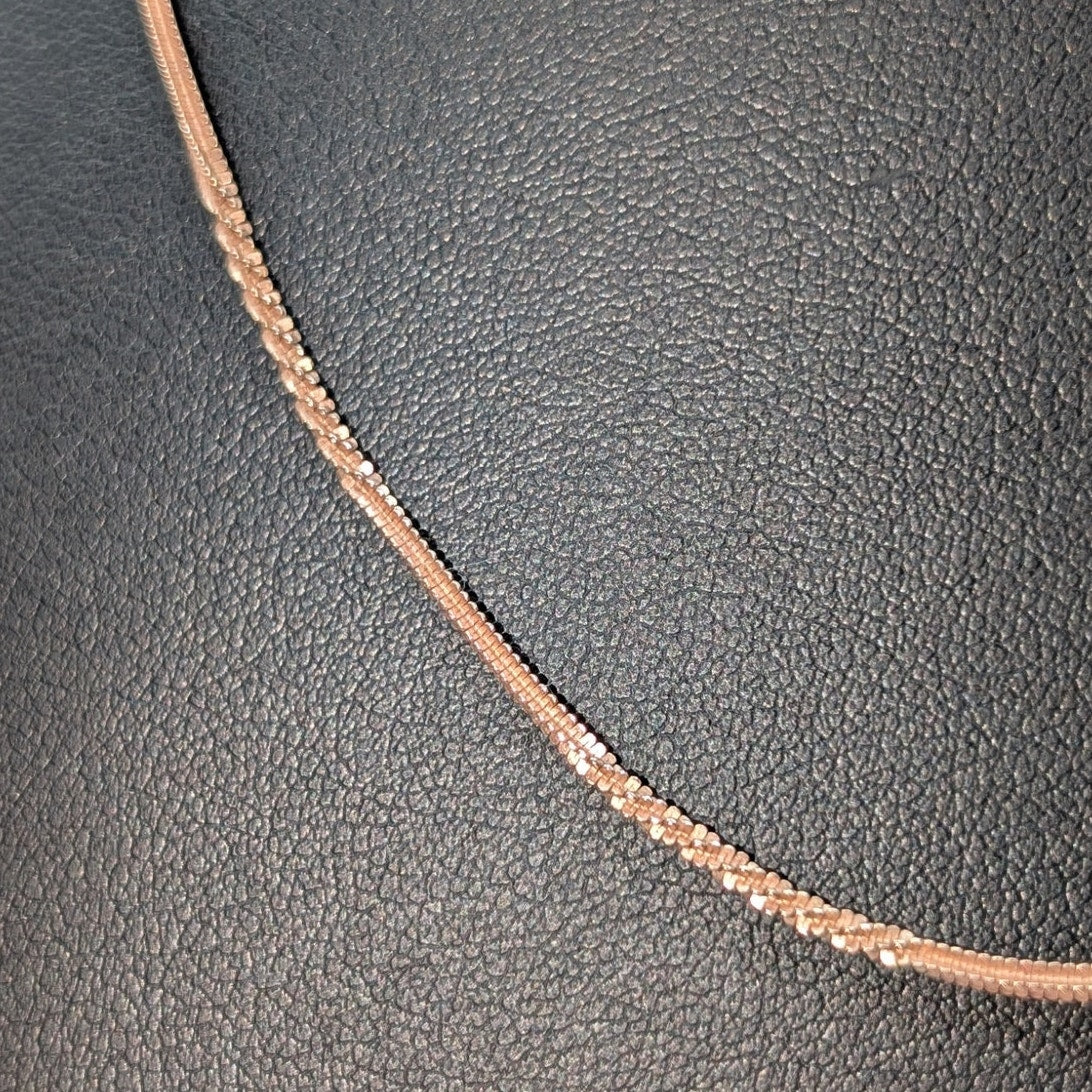 925 Italy Sterling Rose Vermeil Unique Textured Chain 18" Necklace