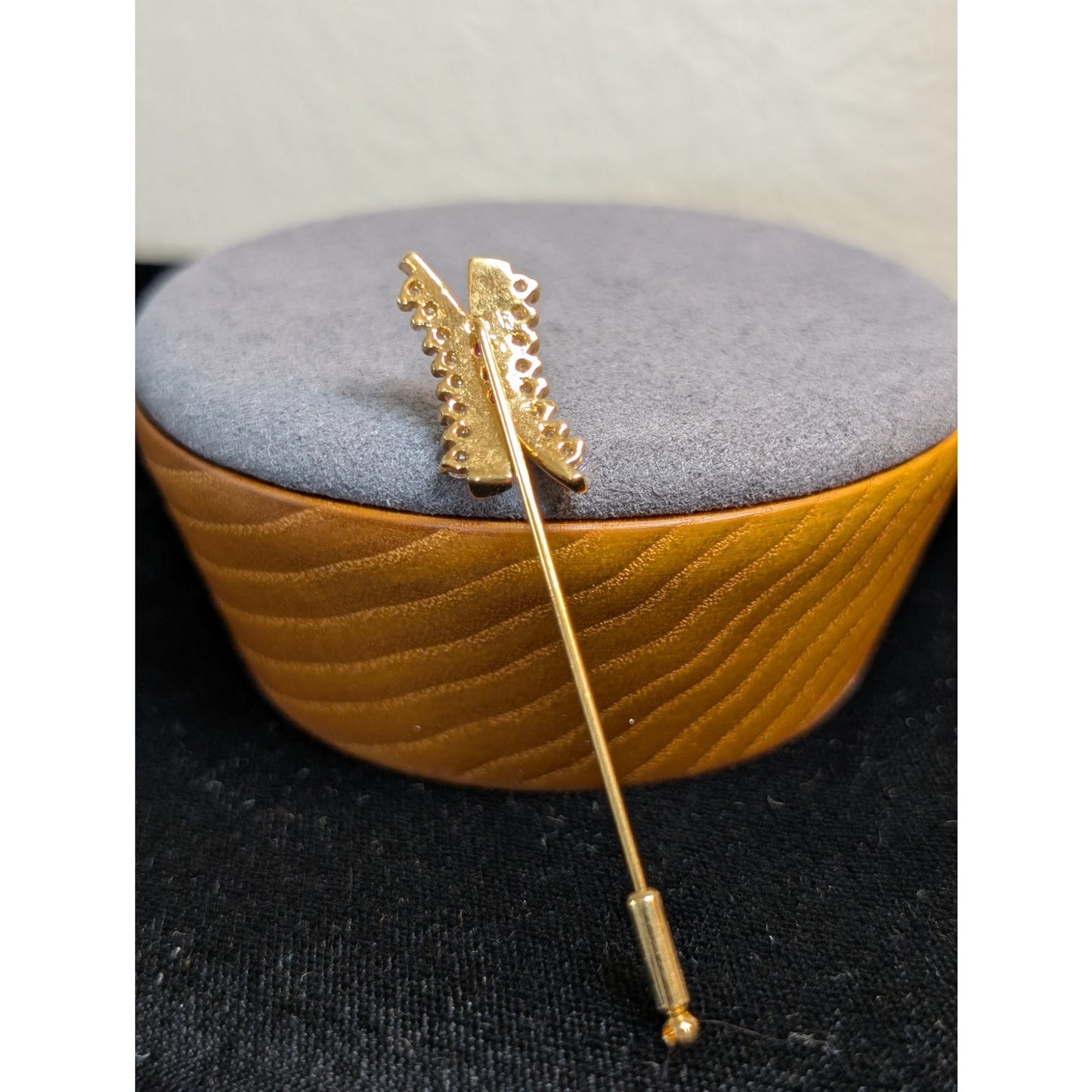 Gorgeous Red & Clear CZ Gold Tone Stick Pin