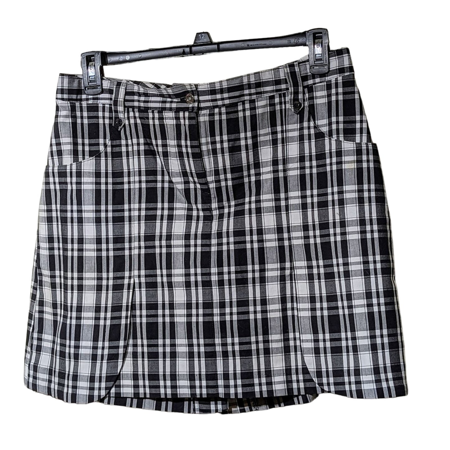 IZOD PerformX Black White Plaid Golf Tennis Stretch Skort Womens Sz 10
