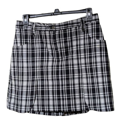 IZOD PerformX Black White Plaid Golf Tennis Stretch Skort Womens Sz 10