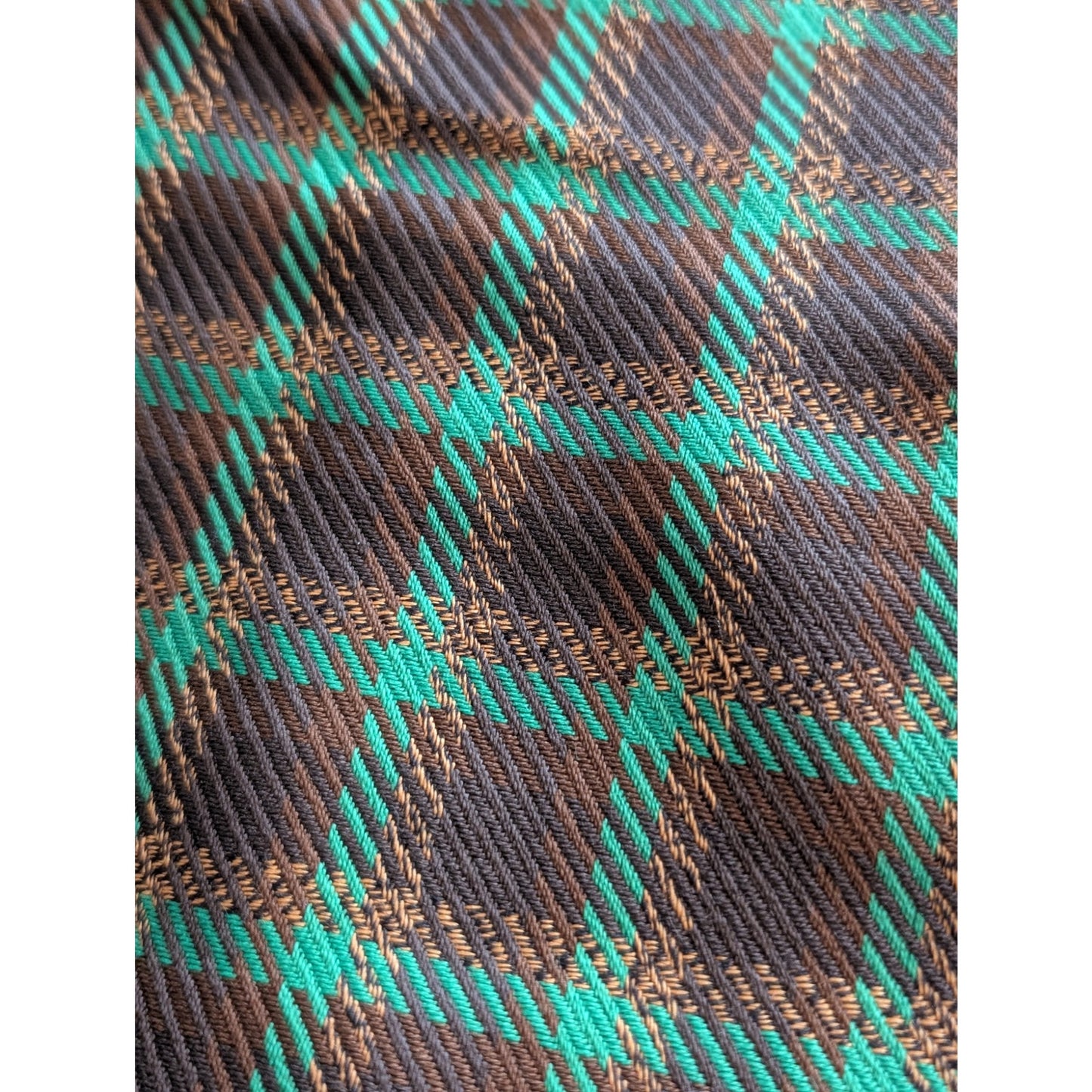NWOT Brown Bronze Green Plaid Fabric Remnant 94" X 84"