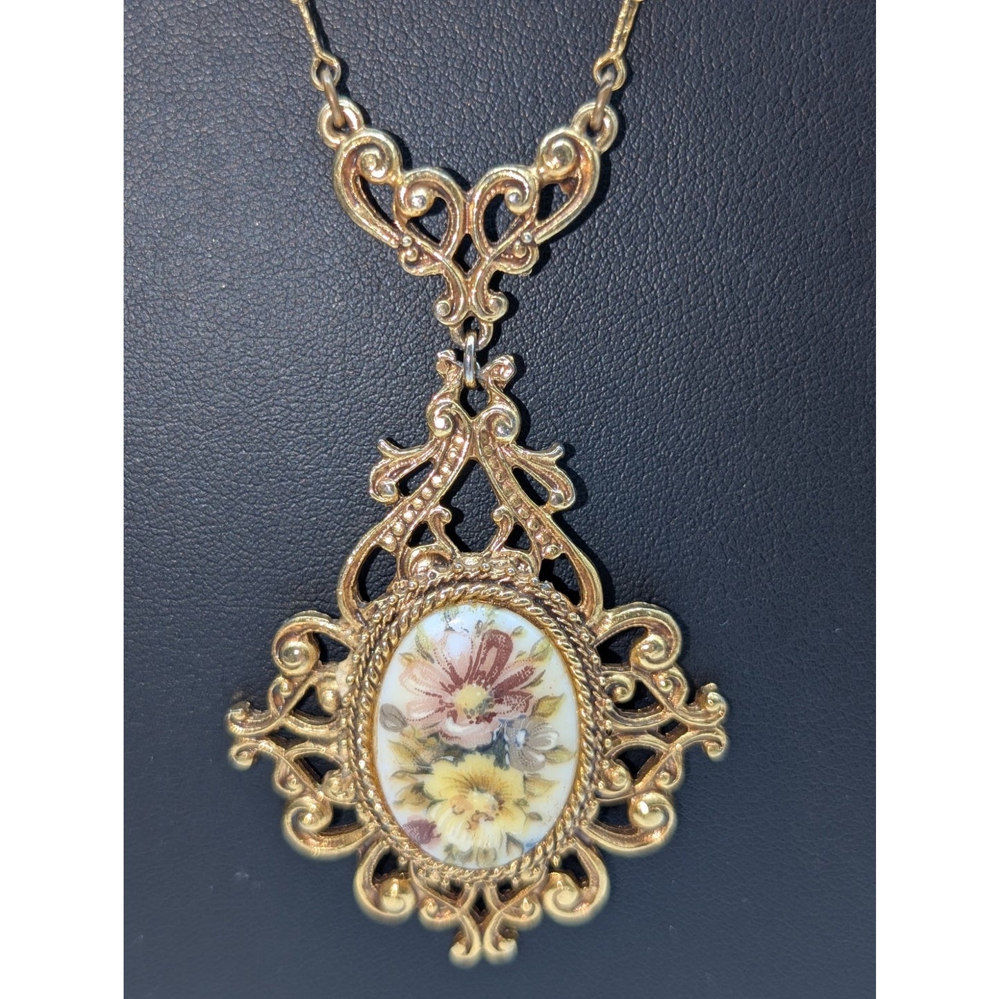 Florenza Vintage 60s Victorian Renaissance Revival 24K Electroplate 26" Necklace