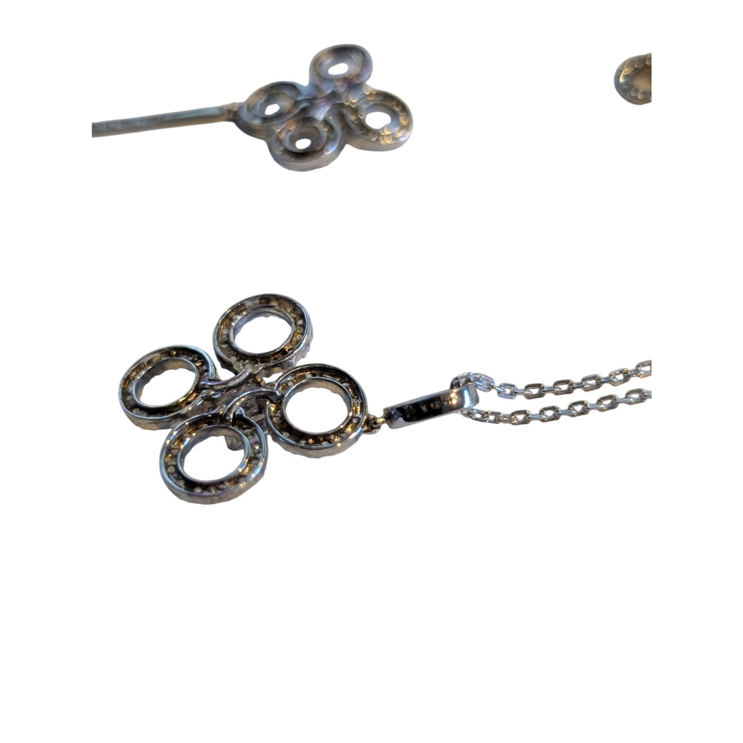 Signed Daniel K DANI 'Clover' Drop Sterling Silver Earrings & Necklace Set