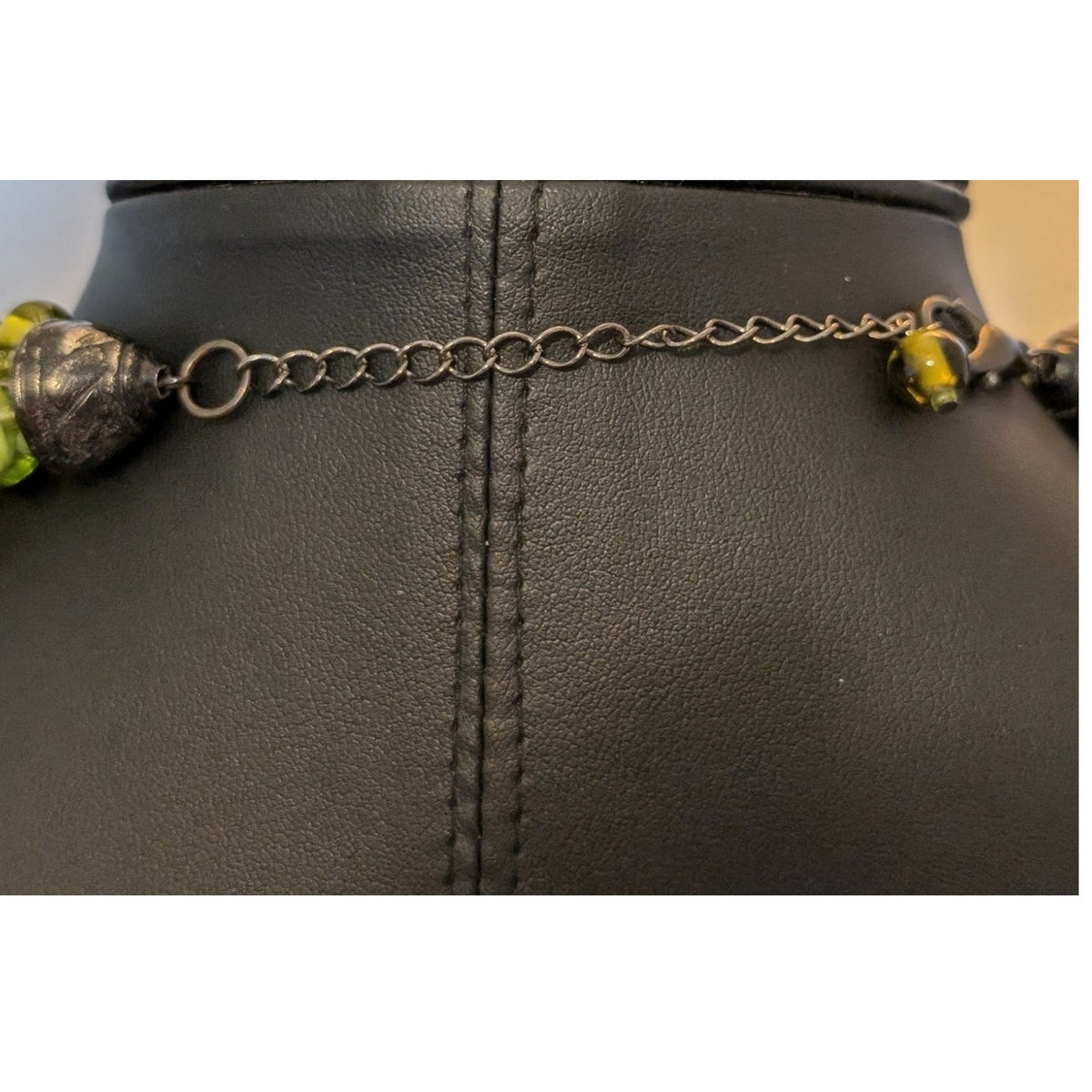 Spring Green Cream & Brown Glass Bead Multi-Strand Choker Necklace
