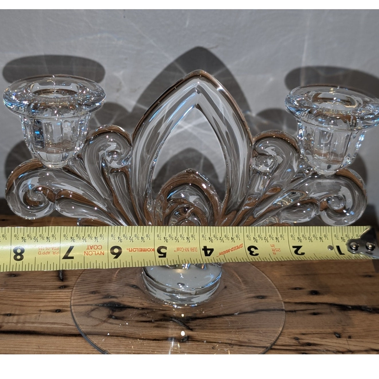 Clear Glass Double Light Candlestick Round Base