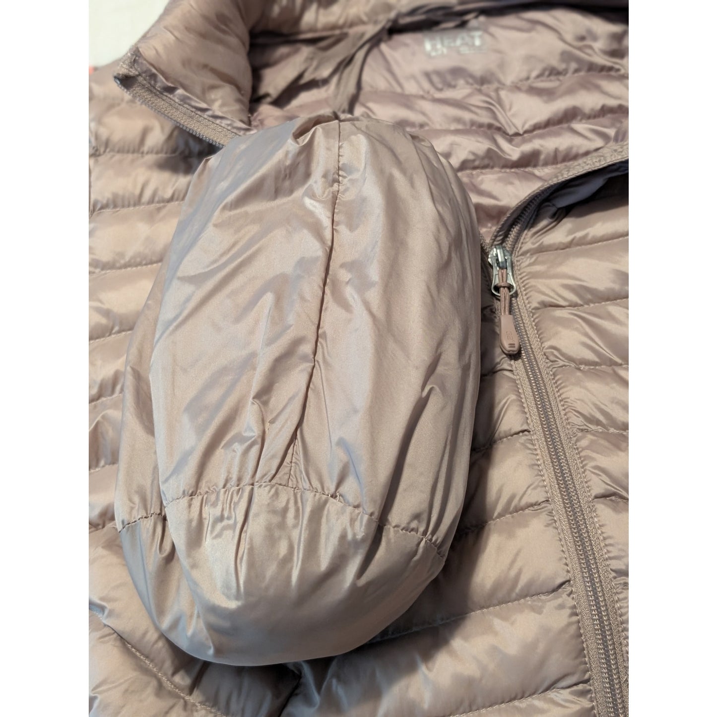 32 Degrees Heat Light Mauve Ultra Light Packable Puffer 3/4 Jacket Womens Sz M
