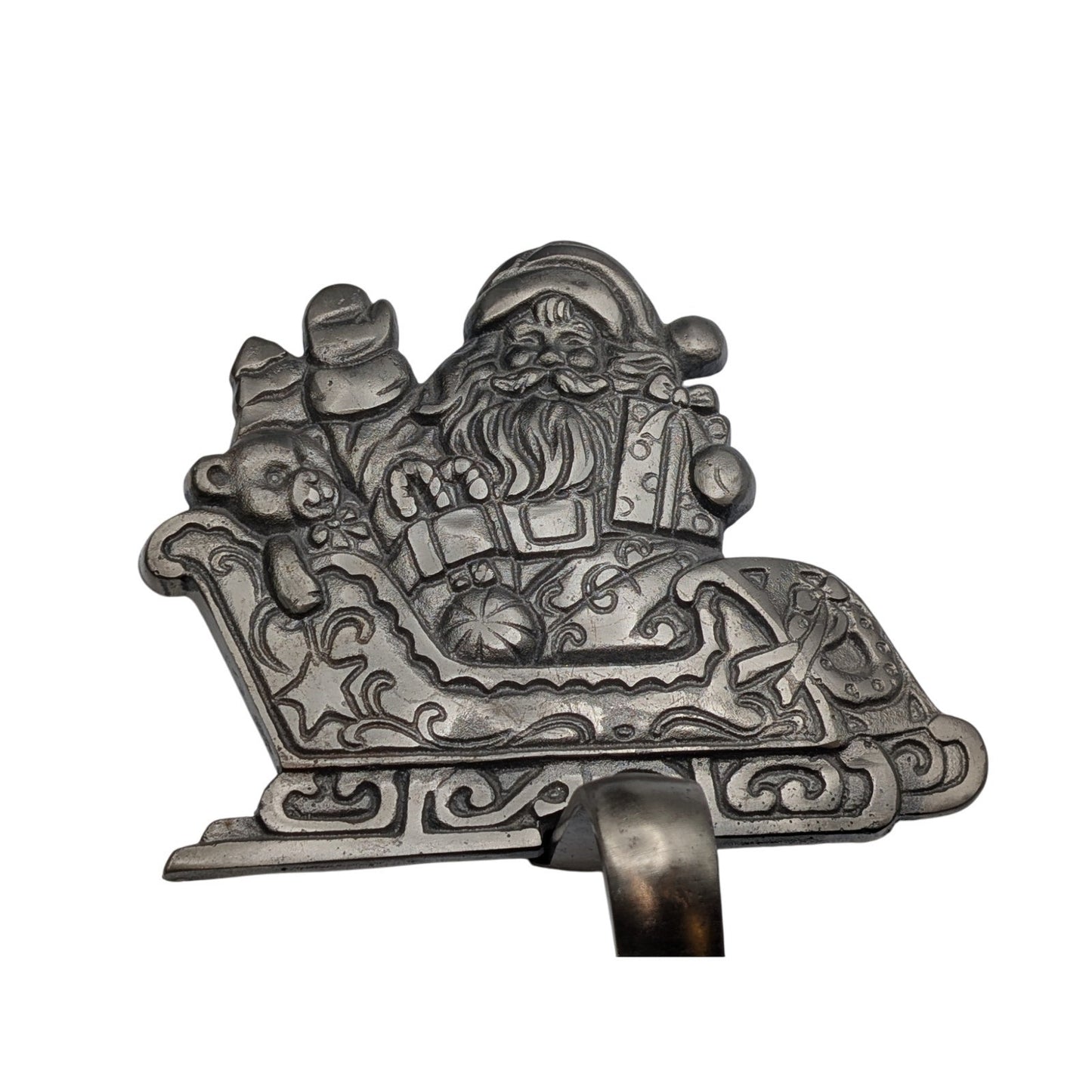 Christmas Santa in Sleigh Heavy Cast Iron Stocking Hanger