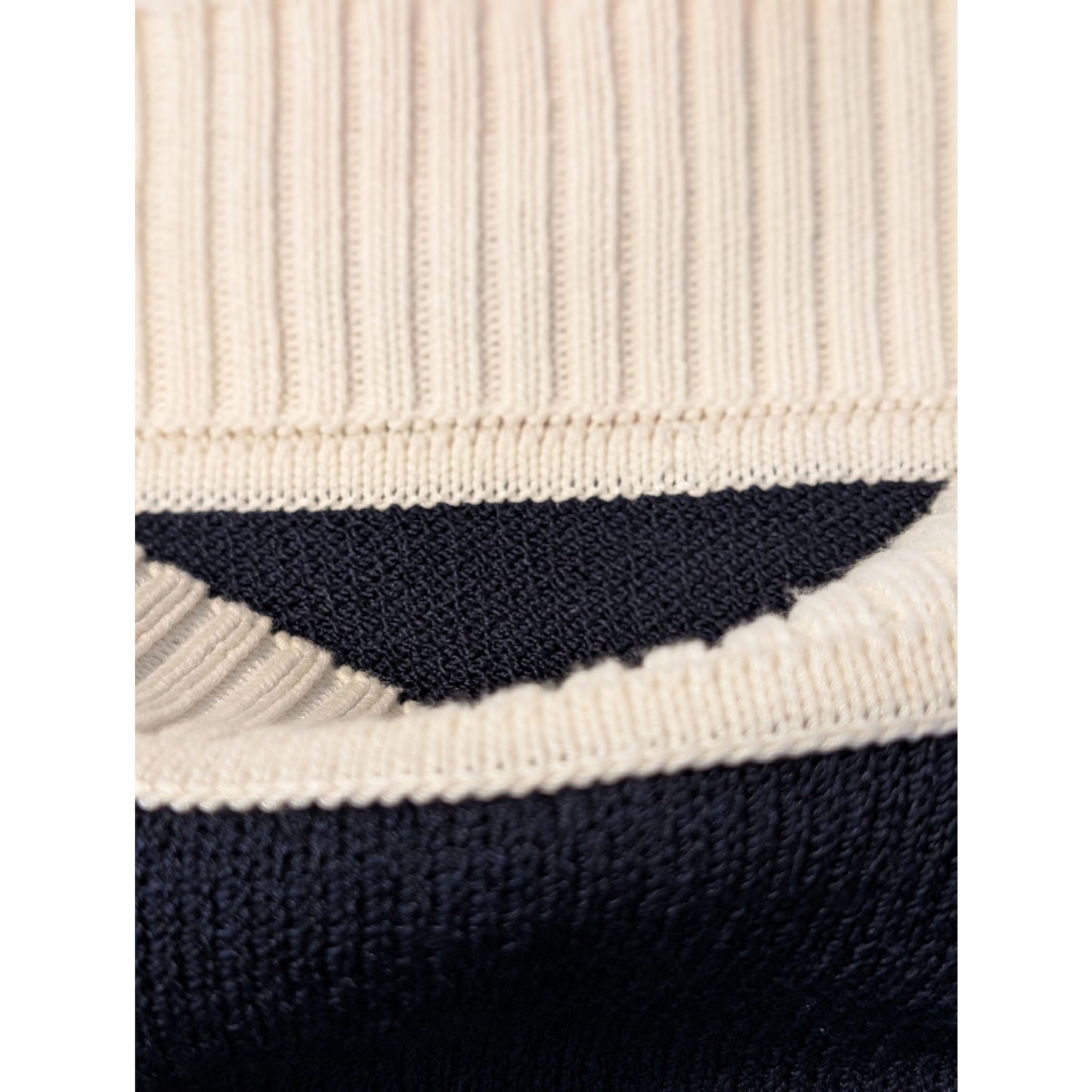 St. John Sportswear Logo By Marie Gray Navy Cream Star Logo Sleeve Sweater Sz S