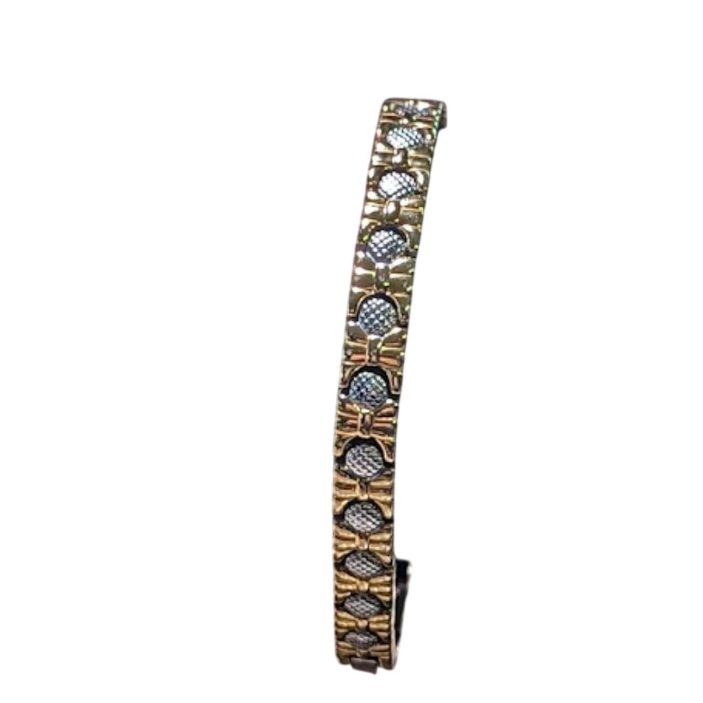Two Toned Stainless Steel Magnetic Bracelet with Fold Over Clasp