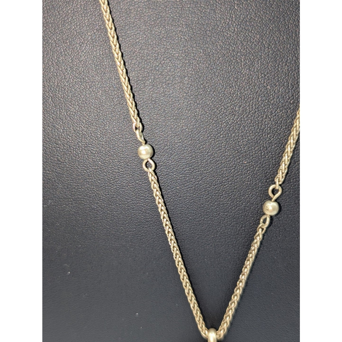 Lucky Brand Muted Gold Double Filigree Medallion Pendant Beaded Chain Necklace