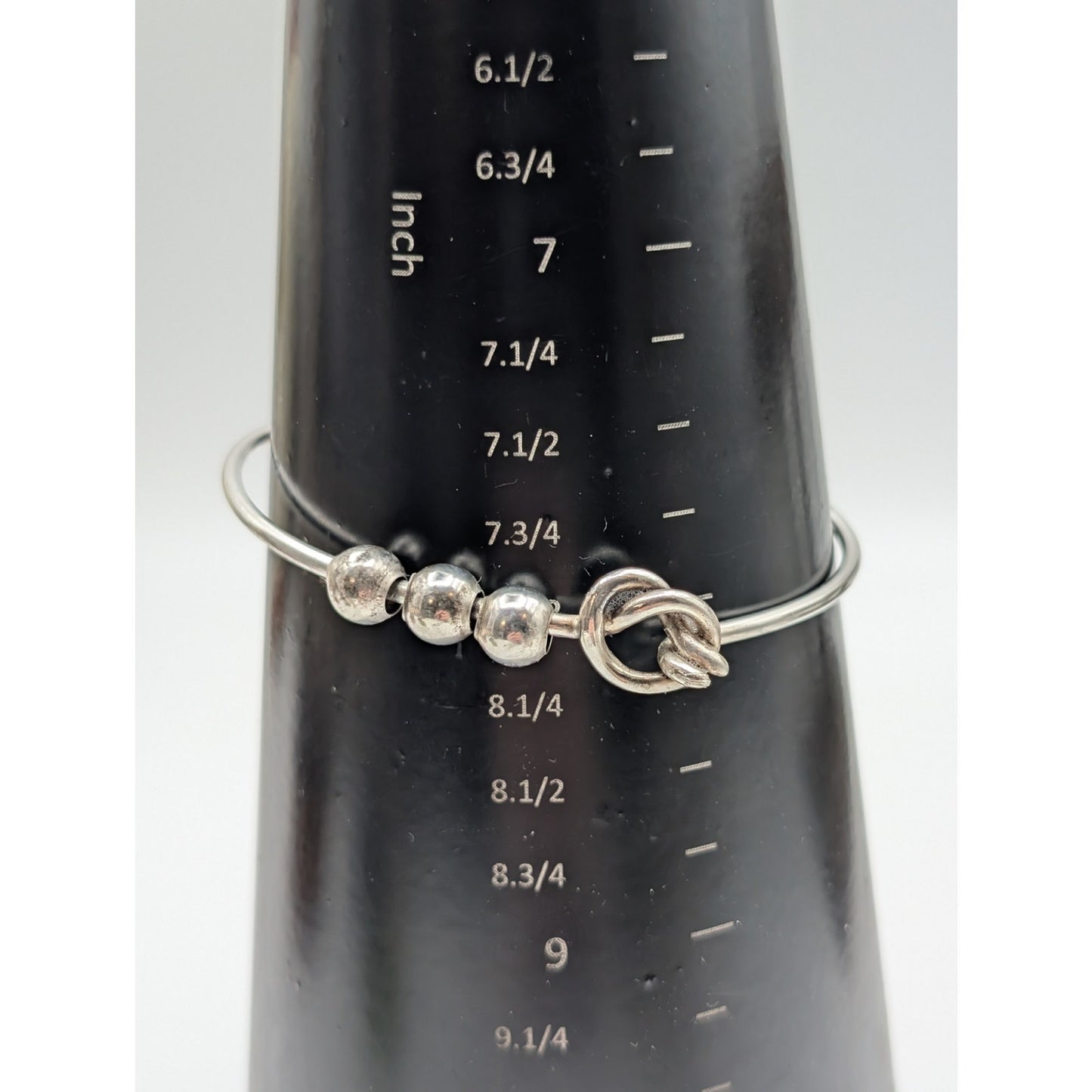 Vintage 925 Sterling Silver Hook Knot Bead Bangle Bracelet
