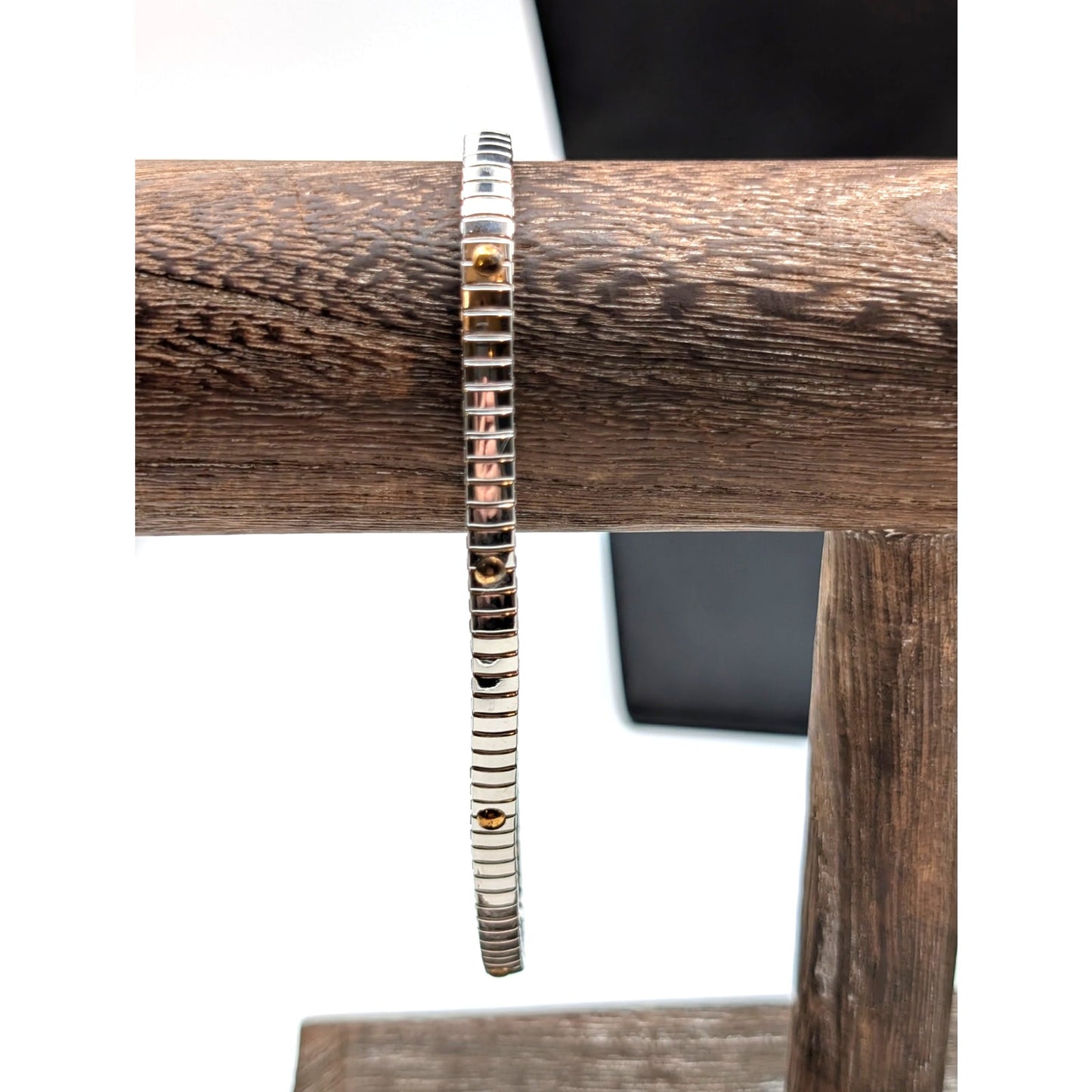 Two Tone Stretch & Silver Tone Herringbone Ankle Bracelets