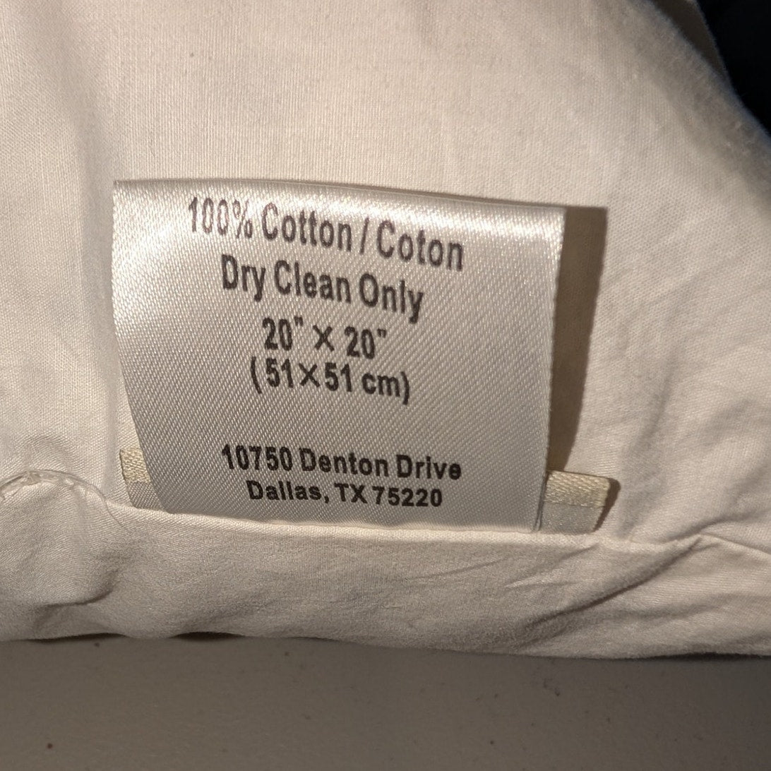 POTTERY BARN Black White Crewel 20X20 Cotton Down Fill Insert Decorative Pillow