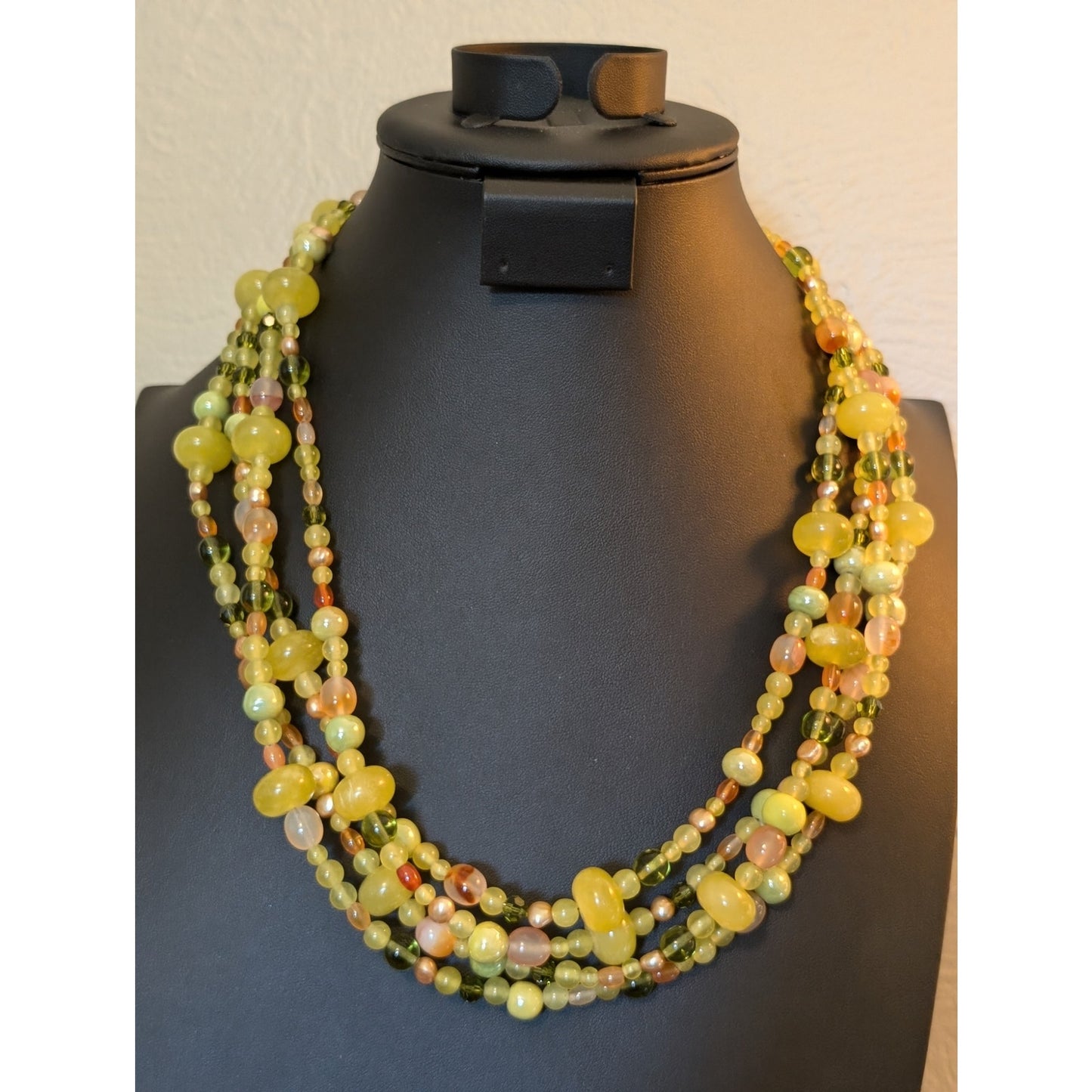Gemstones Crystal Pearls & Glass Beaded Long Strand 98" Necklace