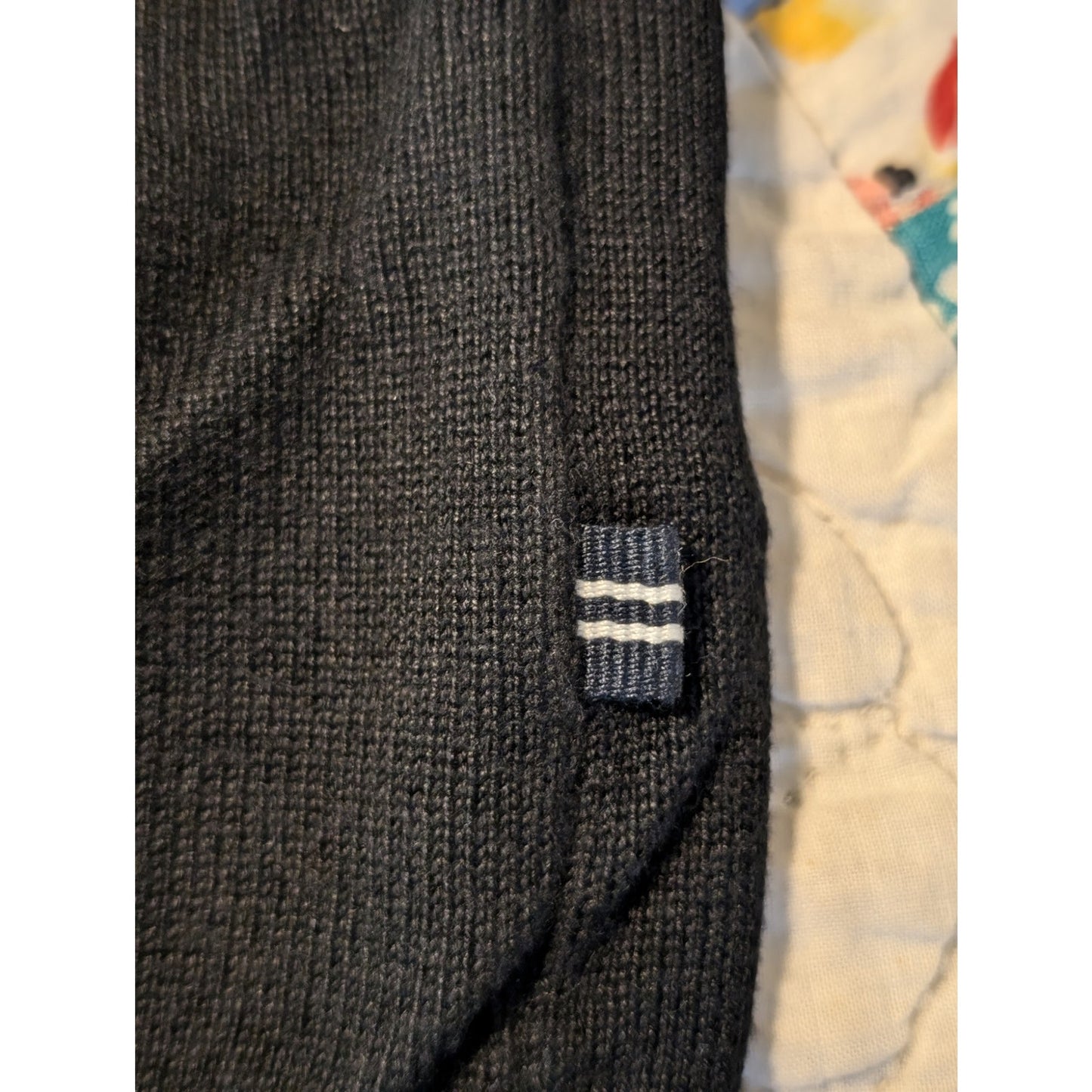 Nautica Black Cotton Viscose V-Neck Ribbed Hem Cuff Long Sleeve Sweater Mens L